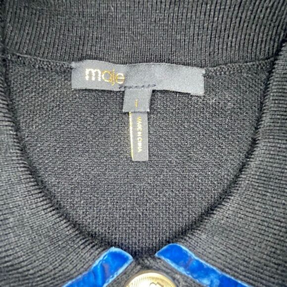 Maje Mexicana Polo Metallic Trim Sweater Black Size 1 (Small) - Picture 5 of 10